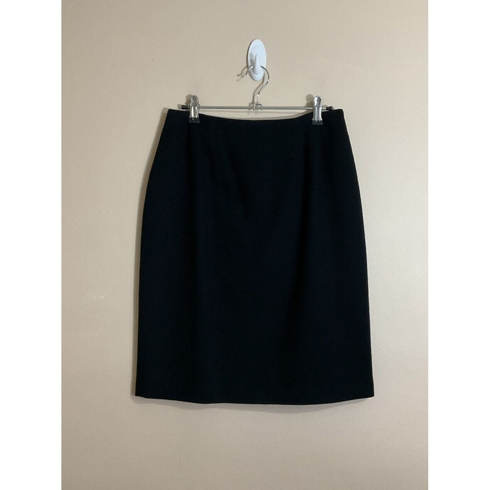 VTG Linda Allard Ellen Tracy Womens Wool Pencil Skirt Sz 8 Black 90s Minimalist
